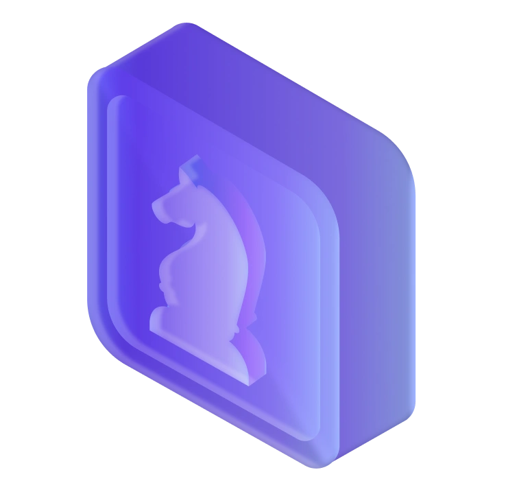 a 3D illustration of a chess piece on a 3D square