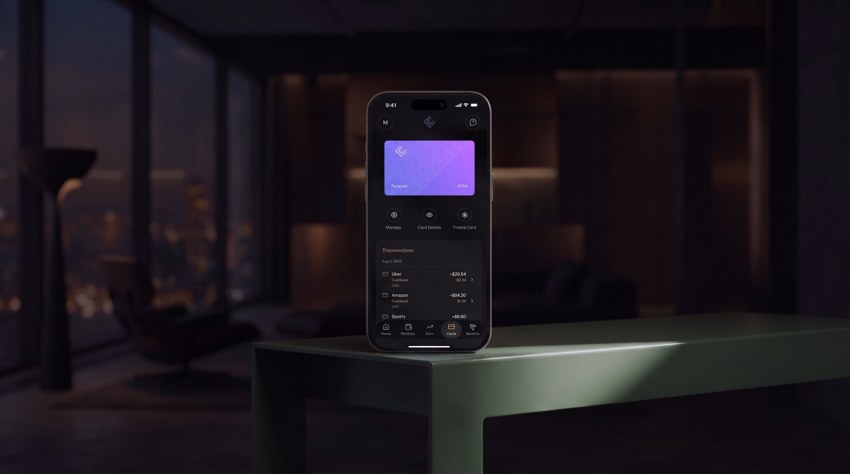Ether.fi card account displayed on a phone